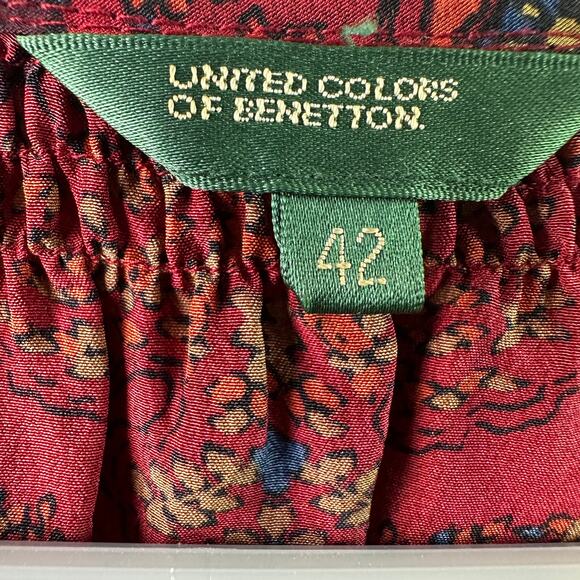 United Colors of Benetton Burgundy Patterned Mini Dress – Size 42 (IT) - Picture 3 of 5